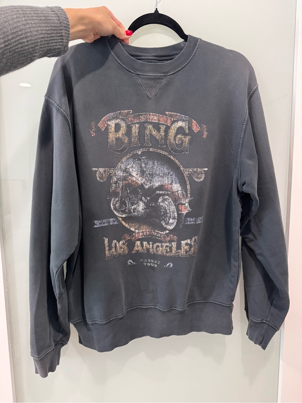 Anine Bing Charcoal Gray Vintage Graphic Crewneck
